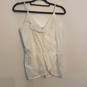 Express | Eyelet White Tank‎
